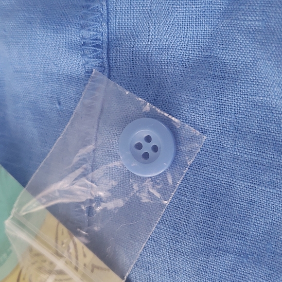 Sigrid Olsen 100% linen cornflower blue shorts pockets drawstring Size 14 - Picture 6 of 6